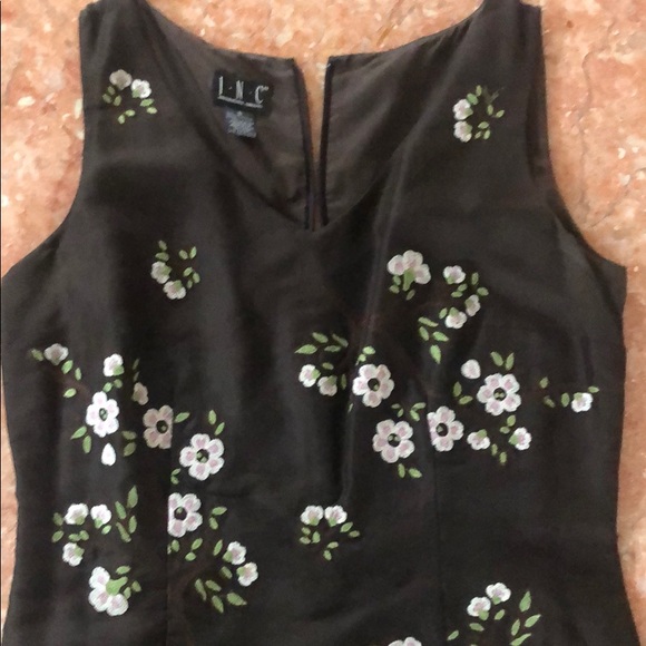 INC BROWN PINK & WHITE FLORAL KNITTED DRESS SIZE 8 - Picture 2 of 5